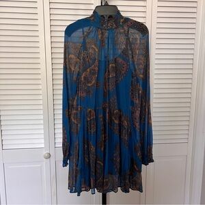 Free People sheer smock neck dress mini